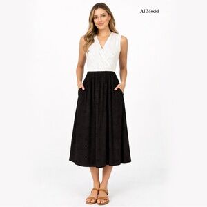 Kenneth Cole Black & White Polka Dot Dress with Pockets